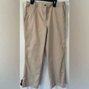 L.L Bean Khaki women’s crop capris beige hidden stretch waist band cream classic